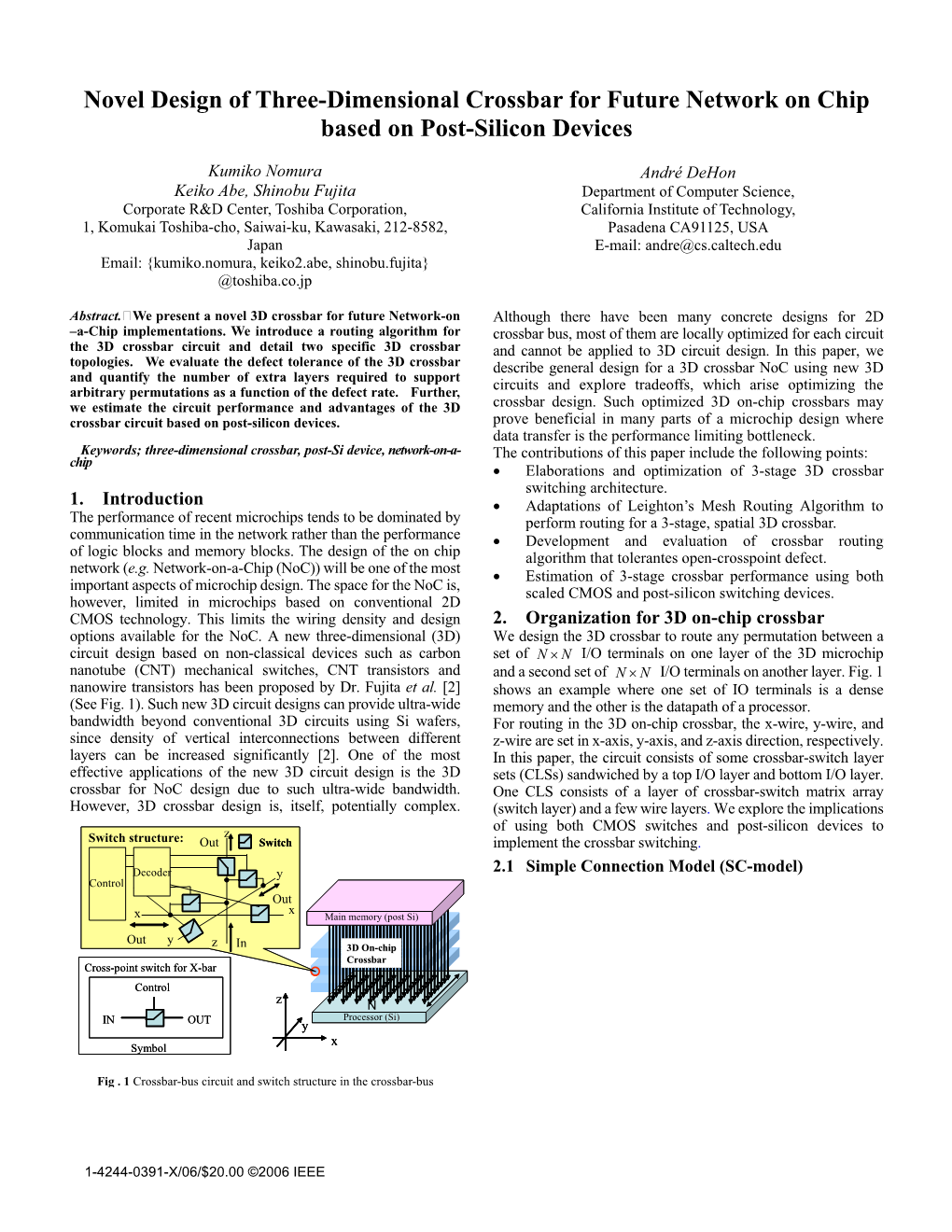 3D Crossbar Switching Architecture