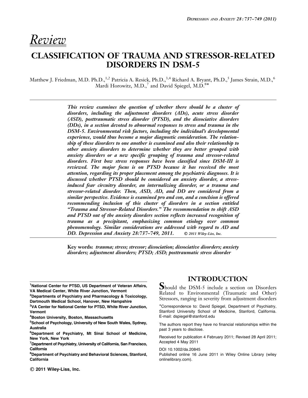Classification of Trauma and Stressor-Related Disorders in Dsm-5