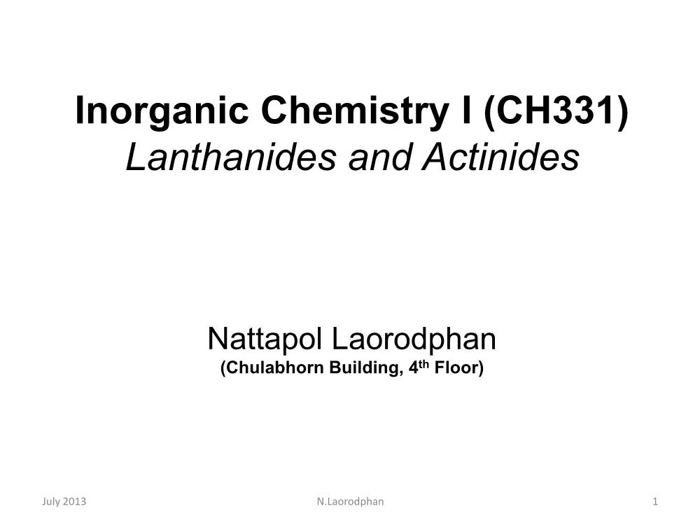 Ch331 Part Lanthanides and Actinides 1.2556.Pdf