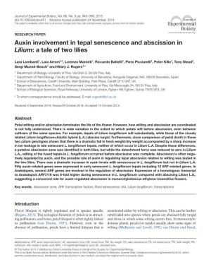 Auxin Involvement in Tepal Senescence and Abscission in Lilium: a Tale of Two Lilies