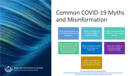 Common COVID-19 Myths and Misinformation