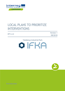 LOCAL PLANS to PRIORITIZE INTERVENTIONS Version 1 DT1.4.2 08/2018