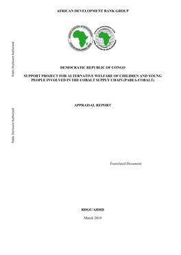 African Development Bank Group Democratic Republic of Congo Support Project for Alternative Welfare of Children and Young People