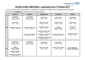 BLOOD CLINIC TIMETABLE – Applicable from 2 October 2017