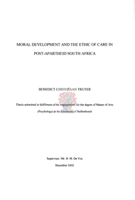 Moral Development and the Ethic of Care in Post
