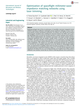 Optimization of Spaceflight Millimeter-Wave Impedance Matching Networks Using Laser Trimming