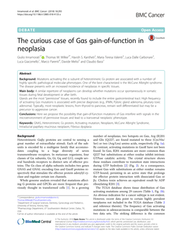 The Curious Case of Gαs Gain-Of-Function in Neoplasia Giulio Innamorati1* , Thomas M