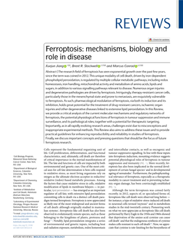 Ferroptosis: Mechanisms, Biology and Role in Disease