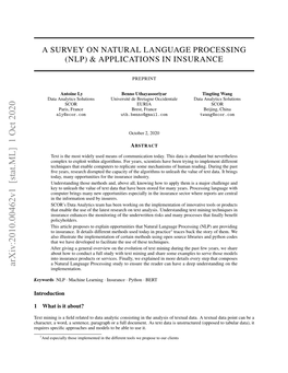 A Survey on Natural Language Processing (Nlp)&Applicationsininsurance