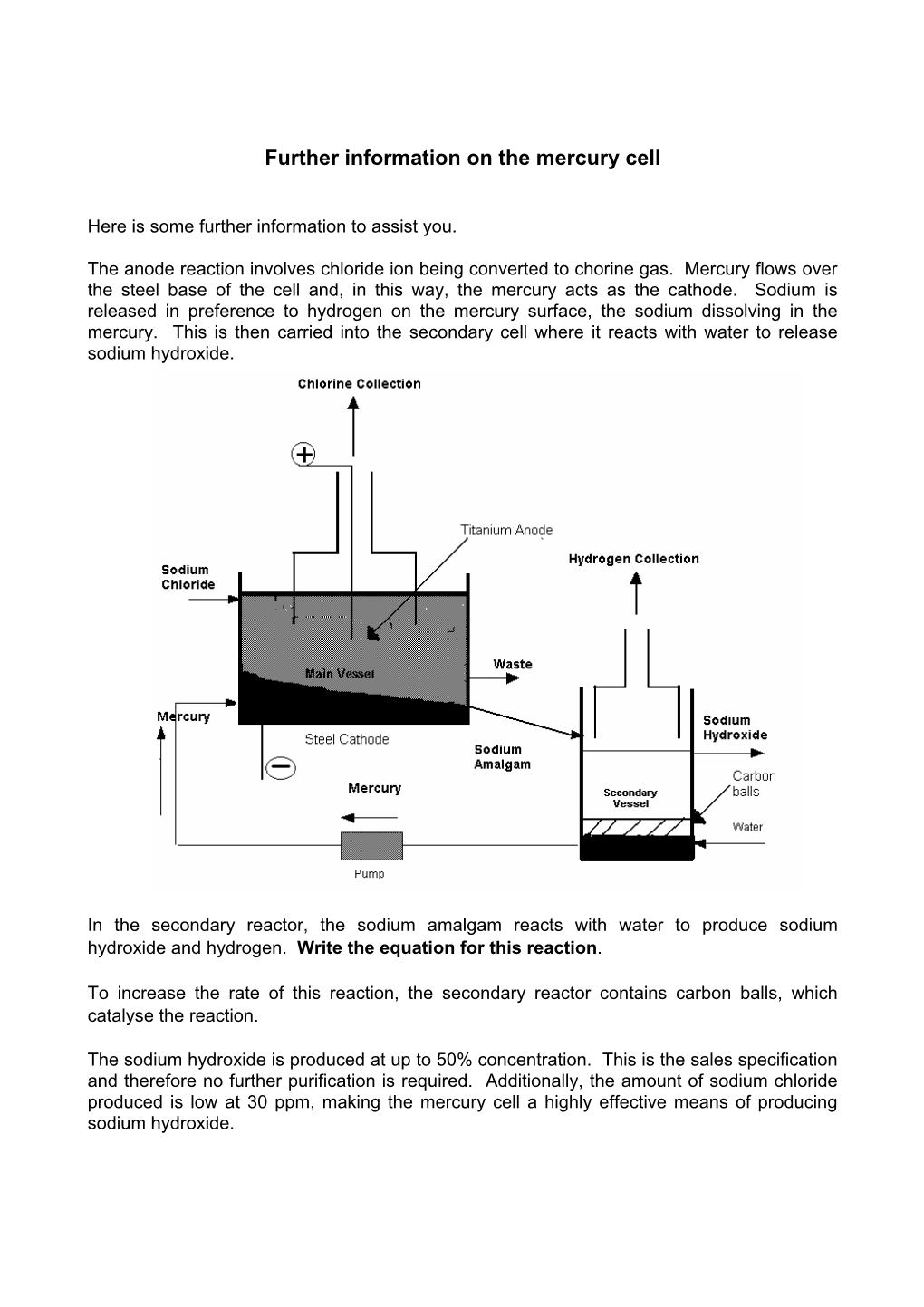 Further Information on the Mercury Cell