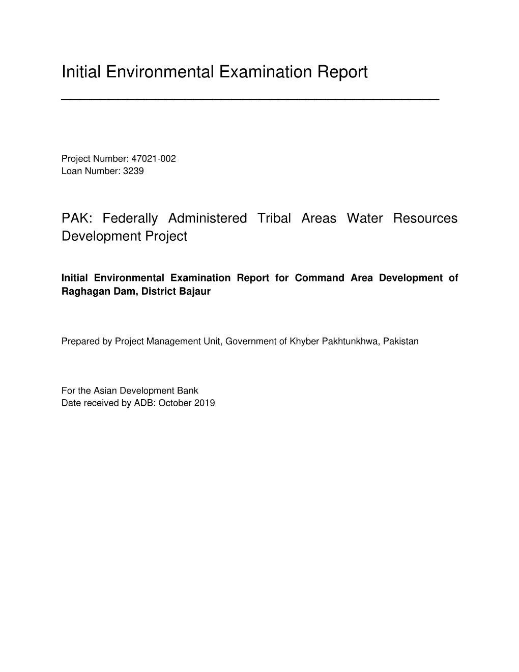 Initial Environmental Examination Report ______