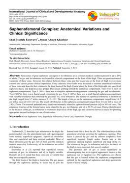 Saphenofemoral Complex: Anatomical Variations and Clinical Significance