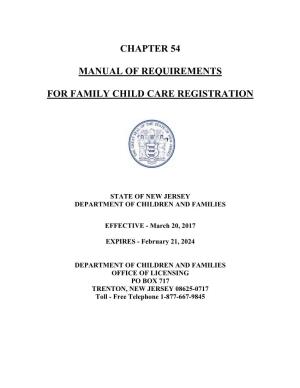 Chapter 54 Manual of Requirements for Family Child Care Registration