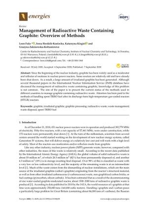 Management of Radioactive Waste Containing Graphite: Overview of Methods