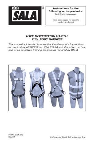 User Instruction Manual Full Body Harness