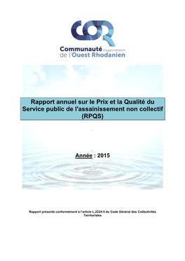 Rapport Annuel 2015 Sur Le Prix Et La Qualité Du Service Public De L