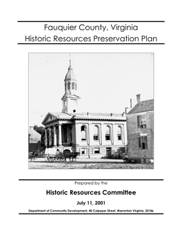Fauquier County, Virginia Historic Resources Preservation Plan