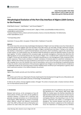 Morphological Evolution of the Port‐City Interface of Algiers (16Th Century to the Present)