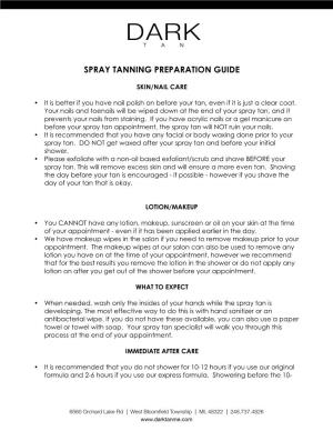 Spray Tanning Preparation Guide