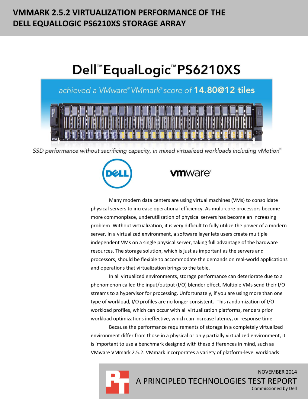 Vmmark 2.5 Virtualization Performance of the Dell Equallogic PS6210XS Storage Array