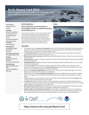 Arctic Report Card 2019 Handout