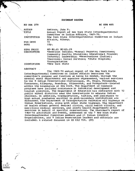 Annual Report of New York State Interdepartmental Committee on Indian Affairs, 1969-70
