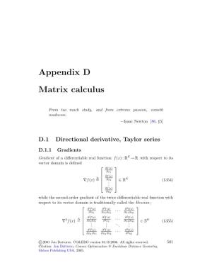 Appendix D Matrix Calculus