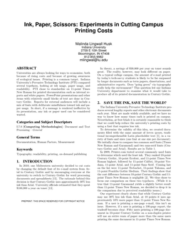 Ink, Paper, Scissors: Experiments in Cutting Campus Printing Costs