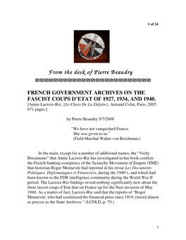 French Government Archives on Fascism
