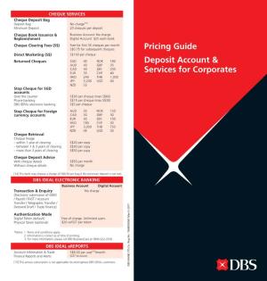 Deposit Account & Pricing Guide Services for Corporates