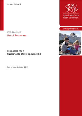 Consultation on Proposals for a Sustainable Development Bill