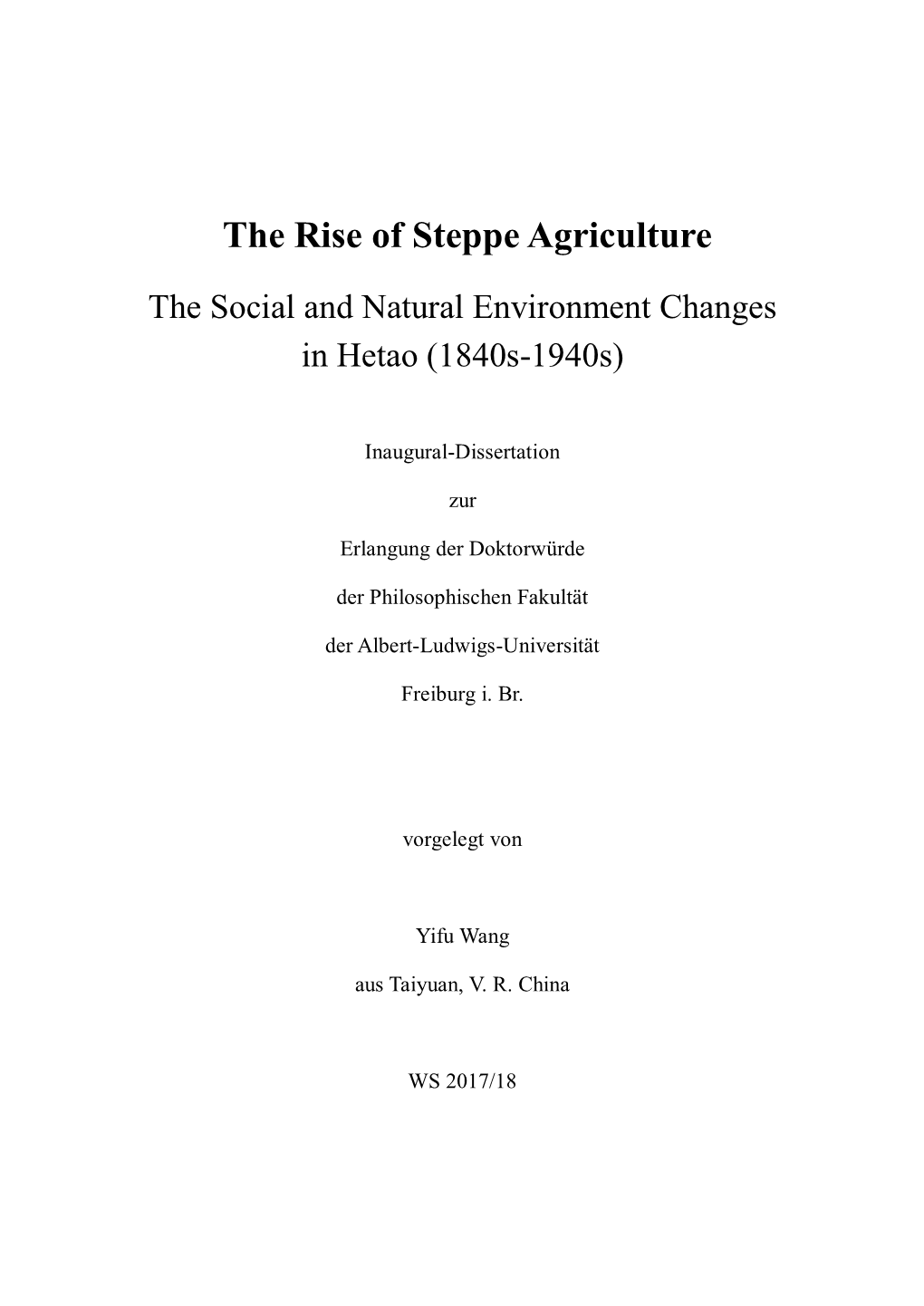 The Rise of Steppe Agriculture