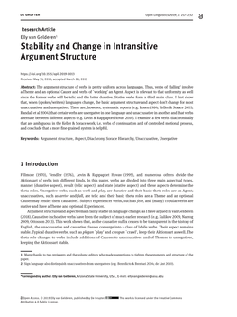 Stability and Change in Intransitive Argument Structure
