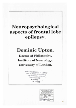 Neuropsychological Aspects of Frontal Lobe Epilepsy
