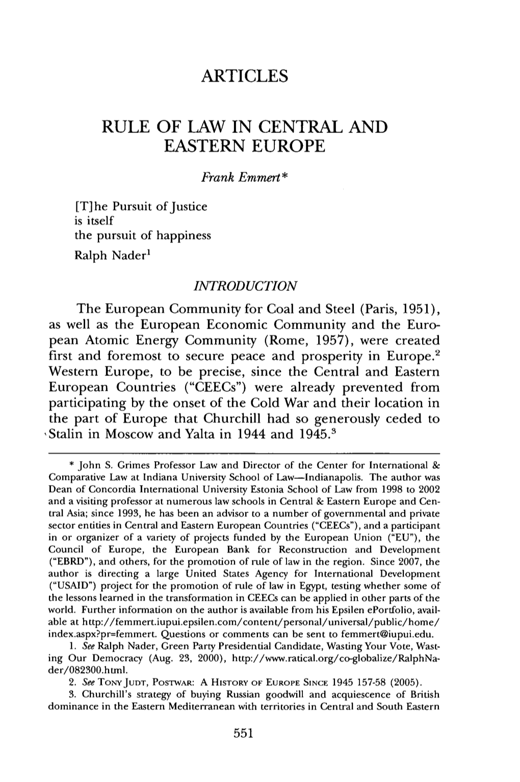 Articles Rule of Law in Central and Eastern Europe