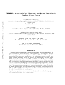 SPITZER: Accretion in Low Mass Stars and Brown Dwarfs in the Lambda