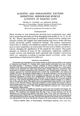 Acoustic and Nonacoustic Factors Modifying Middle-Ear Muscle Activity in Waking Cats