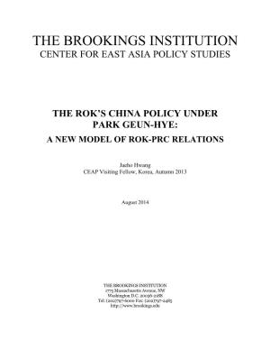 The ROK's China Policy Under Park Geun-Hye