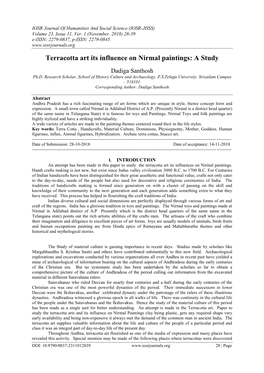 Terracotta Art Its Influence on Nirmal Paintings: a Study