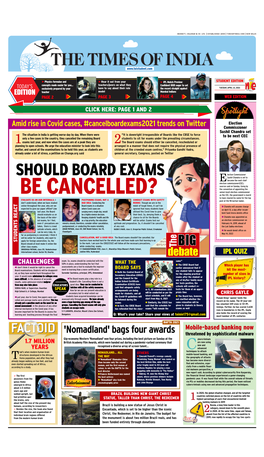SHOULD BOARD EXAMS Lection Commissioner Sushil Chandra Is Set to E Become the Next Chief Election Commissioner(CEC), Sources Said on Sunday