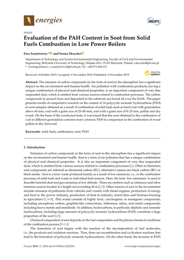 Evaluation of the PAH Content in Soot from Solid Fuels Combustion in Low Power Boilers