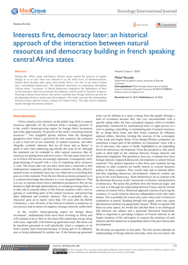 An Historical Approach of the Interaction Between Natural Resources and Democracy Building in French Speaking Central Africa States