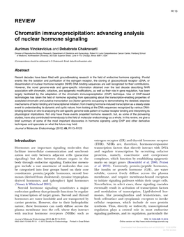 REVIEW Chromatin Immunoprecipitation: Advancing