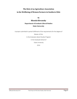 The Role of an Agriculture Association in the Wellbeing of Women Farmers in Southern Chile