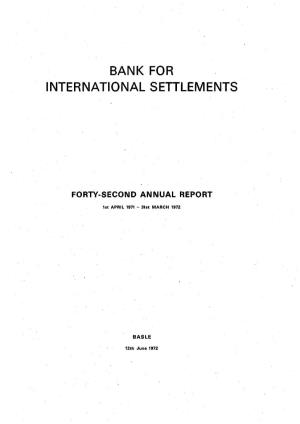 42Nd Annual Report of the Bank for International Settlements
