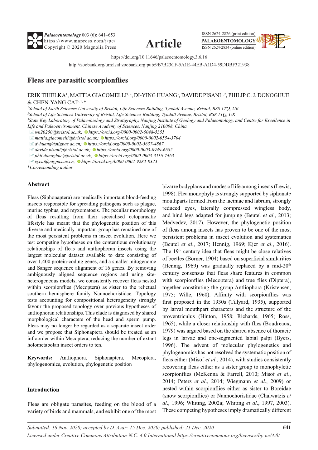 Fleas Are Parasitic Scorpionflies