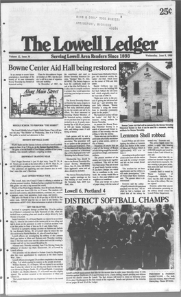 Bowne Center Aid Hall Being Restored DISTRICT SOFTBALL CHAMPS