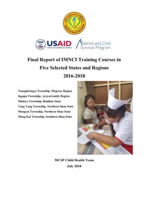 Final Report of IMNCI Training Courses in Five Selected States and Regions 2016-2018