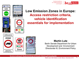 The Low Emission Zone in Berlin