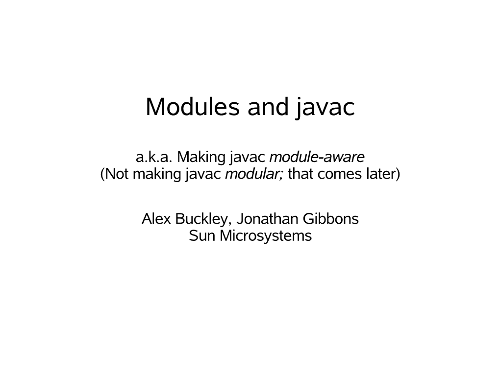 Modules and Javac